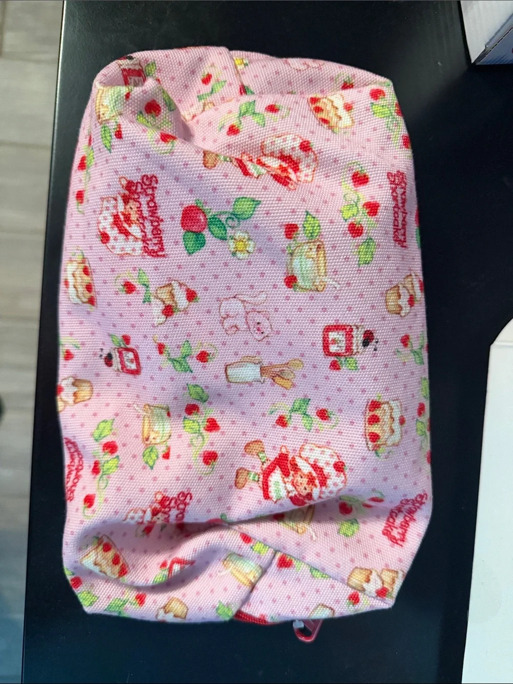 Kids Pink Strawberry Print Zipper Pouch